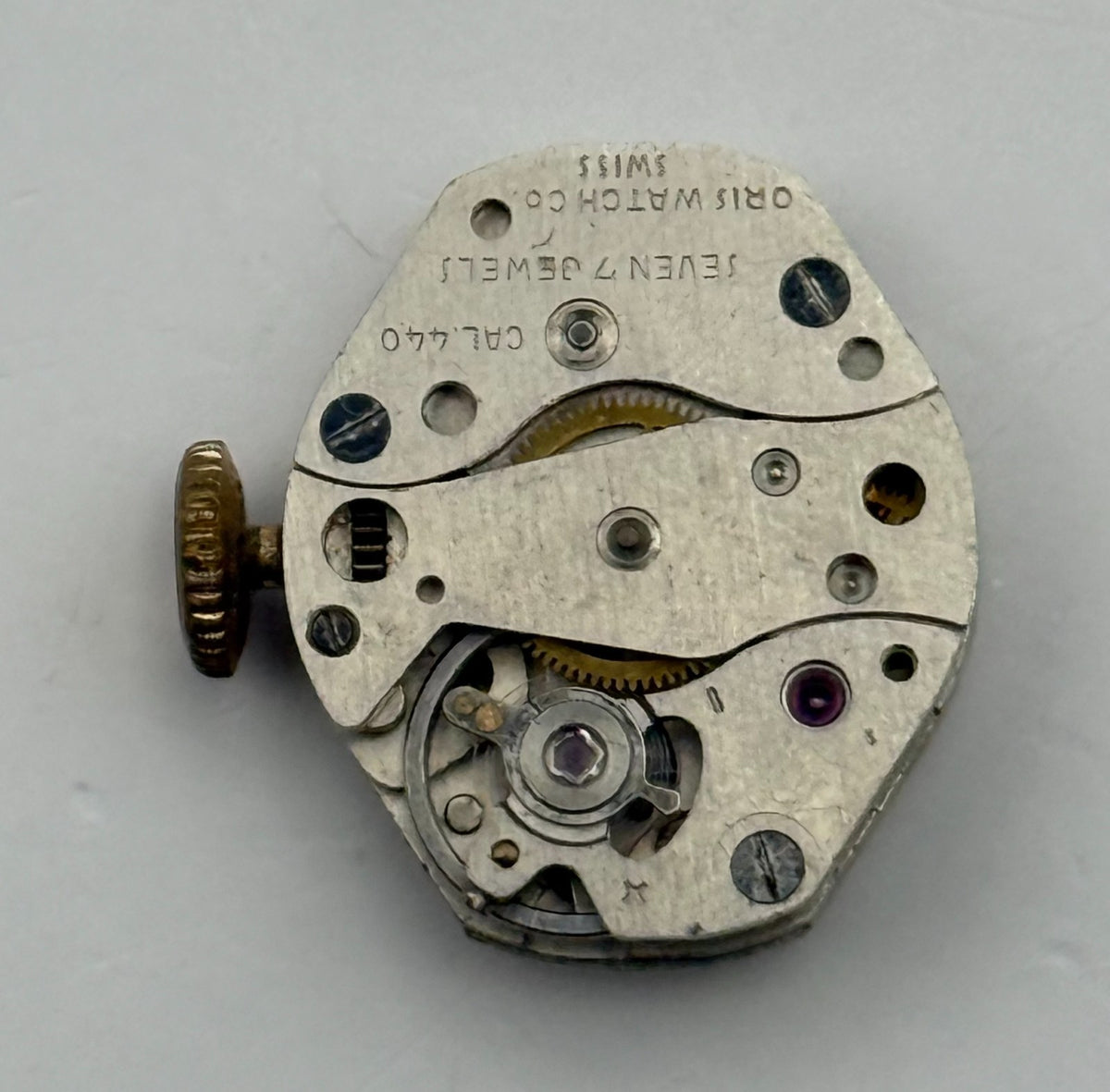 Oris 440 Watch Movement 7 Jewels Swiss Manual Wind Vintage Parts Repair 15.2mm