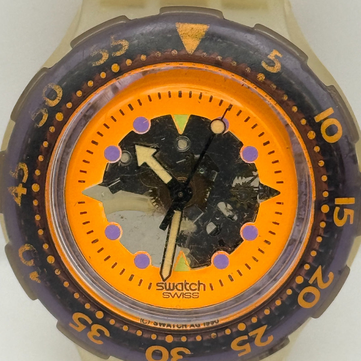Vintage Swatch Scuba 200 Watch SDK103 Hypocampus 1990 ETA Quartz 40mm Parts 