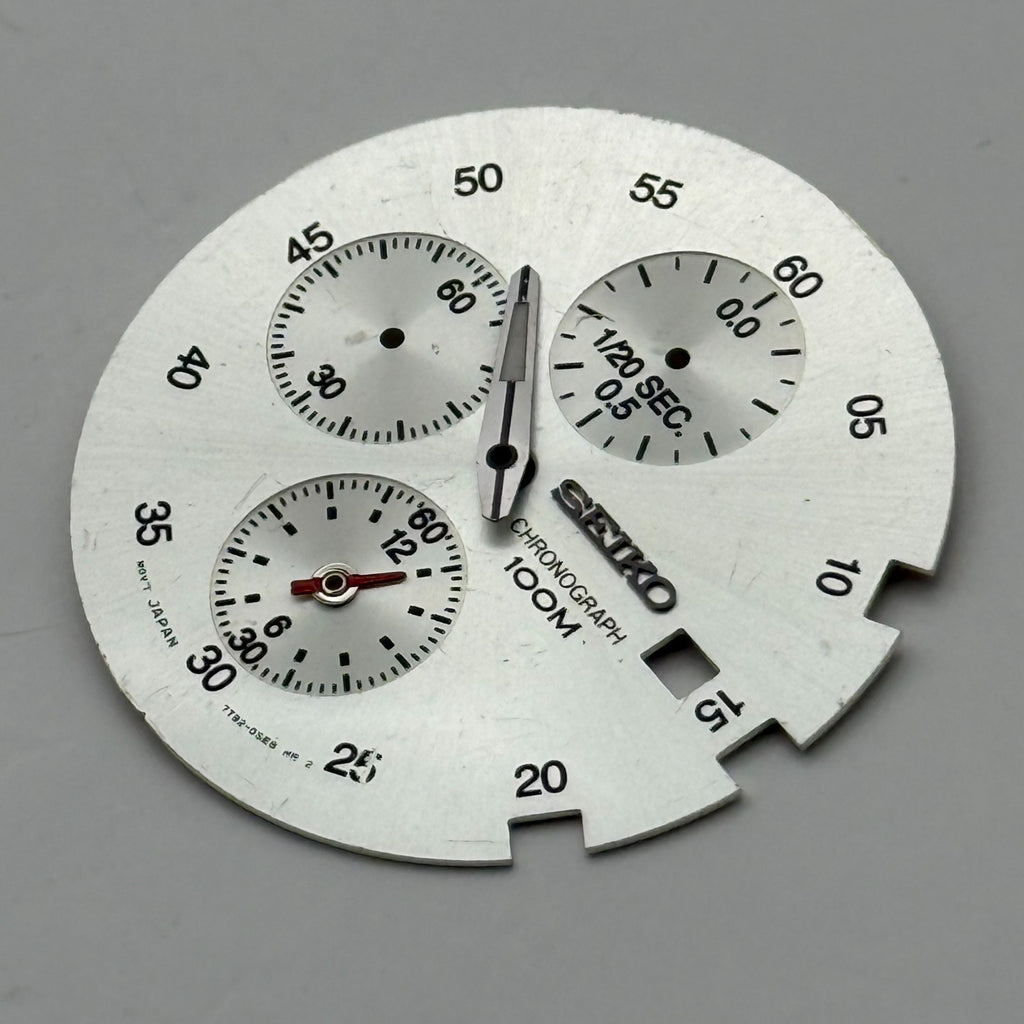 Seiko 7T92-0SE8 Watch Dial Chronograph 100M Silver Japan Spare Parts Repair 31mm