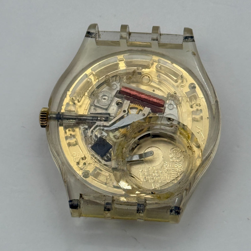 Vintage Swatch Jam Watch AG 1997 Gold Tone ETA Quartz Swiss 33mm Parts 