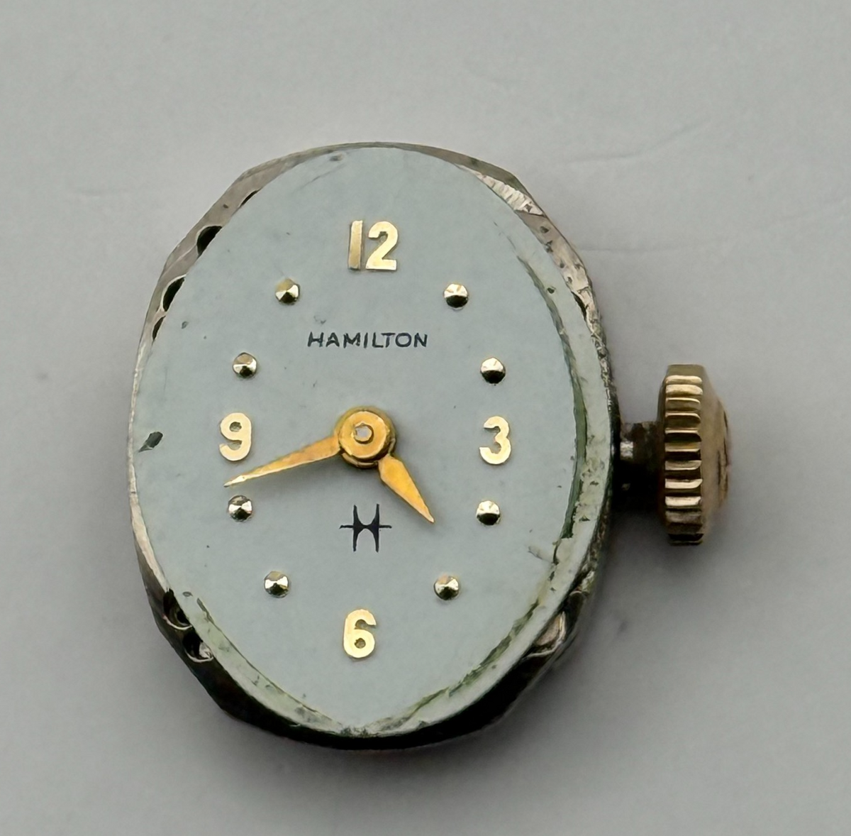 Hamilton 761 Watch Movement Running USA 22J Original Crown For Parts Repair 13mm