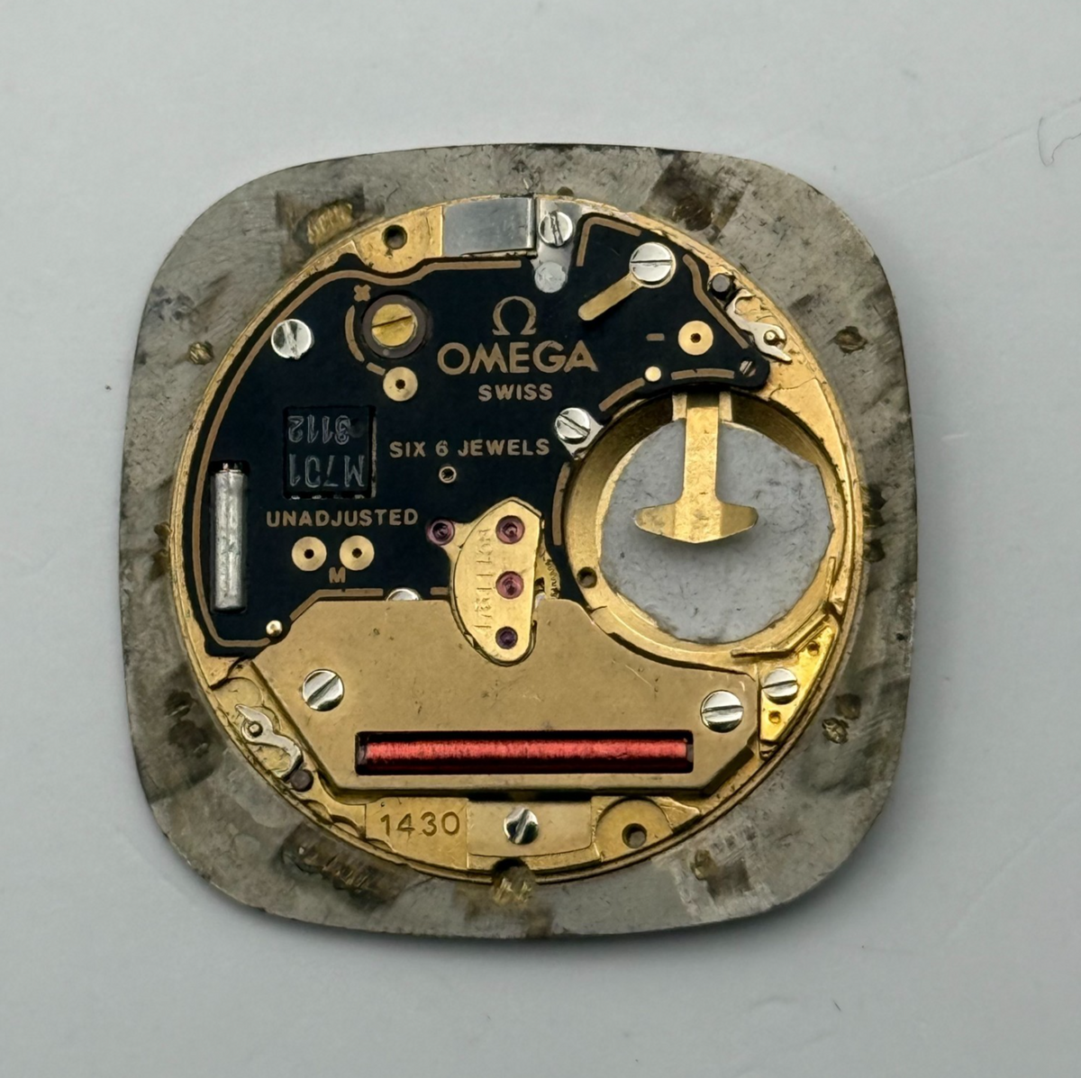 Omega 1430 Watch Movement And Dial UNTESTED Quartz Seamaster Swiss Parts 23.6mm