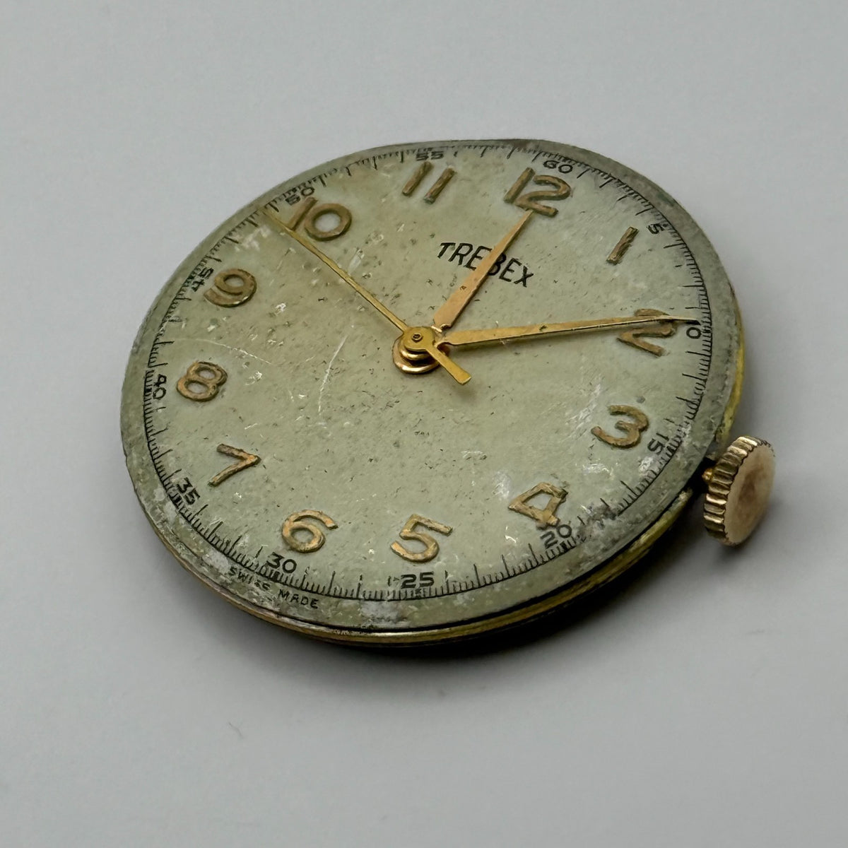 FHF 25 Watch Movement - Trebex 15 Jewels - Running - For Parts / Repair - 23.6mm