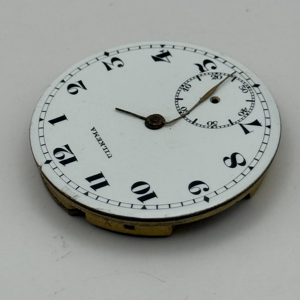 Uilkema Pocket Watch Movement Open Face Sub Seconds Vintage Parts Repair 38.9mm