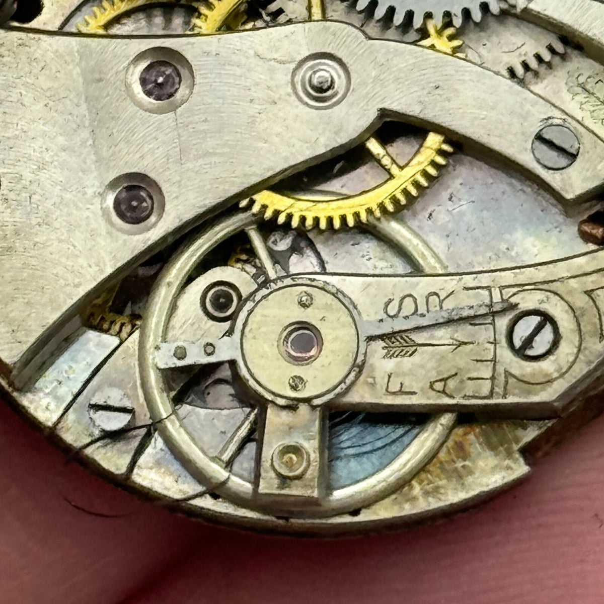 Unidentified Leaf Mark Watch Movement - Men's - For Parts / Repair - 28mm