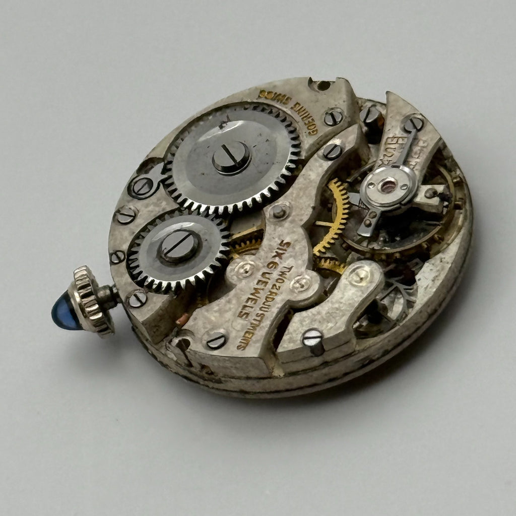 AS Watch Movement Cabochon Crown A. Schild 6 Jewels Swiss Parts Repair 23.4mm