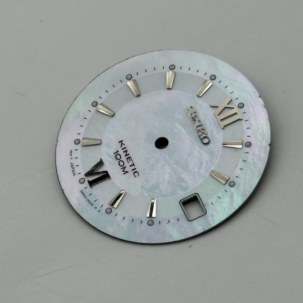 Seiko 5M62-0CX8 Watch Dial Kinetic 100M MOP Japan Spare Parts Repair 27.4mm