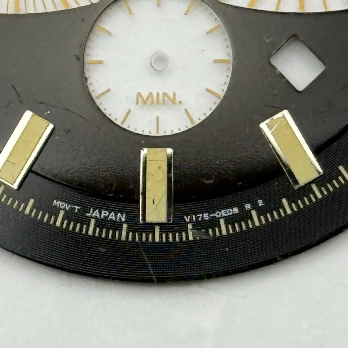 Seiko V175-0ED8 Watch Dial - Solar Chronograph Black - For Spare Parts 36.9mm