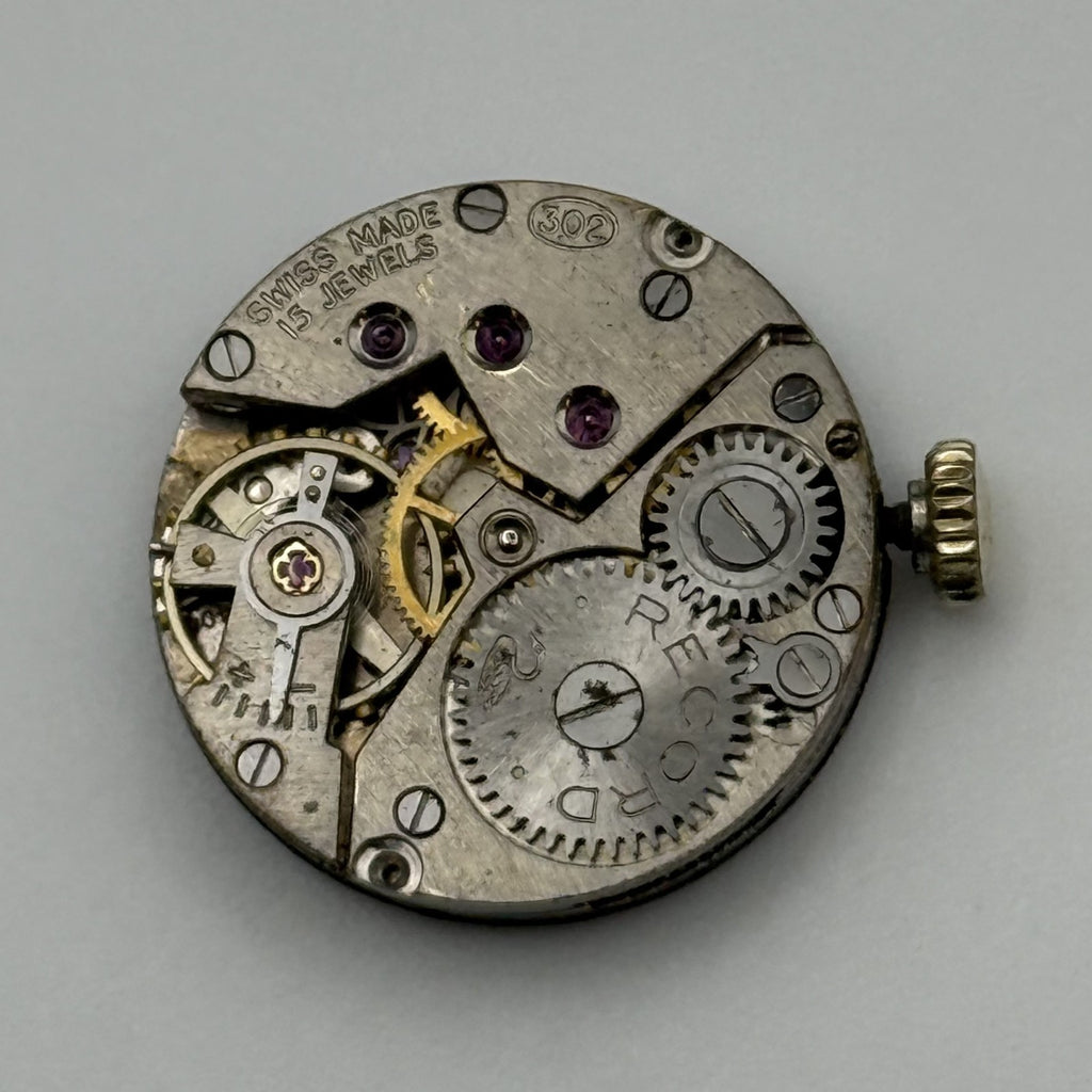 Record 302 Watch Movement - Running - For Parts / Repair