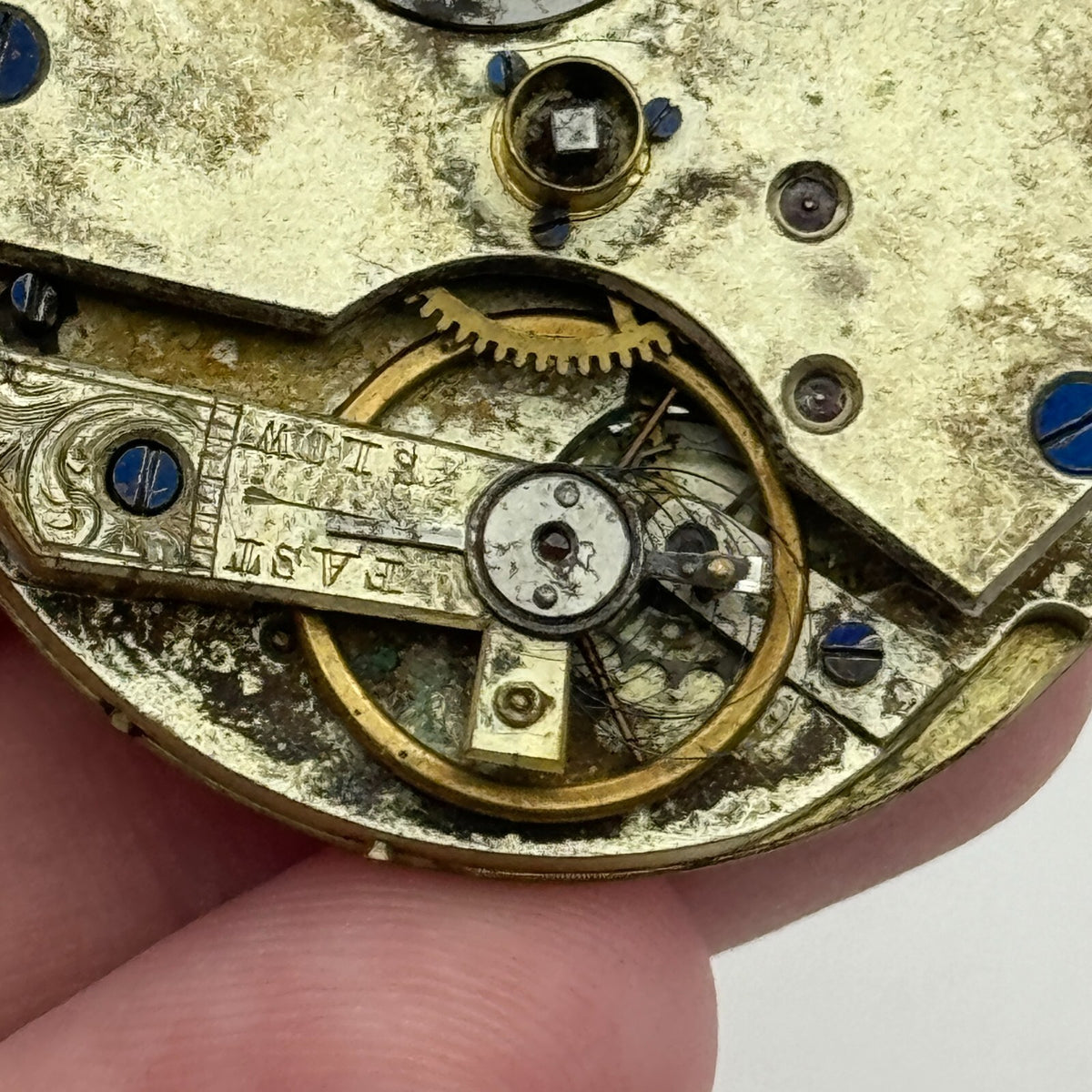 Antique Key Wound Pocket Watch Movement Dial Parts Repair Spares 38.6mm