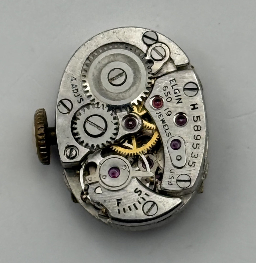 Lady Elgin 650 Watch Movement 19 Jewels U.S.A. Manual Wind Parts Repair 12.7mm