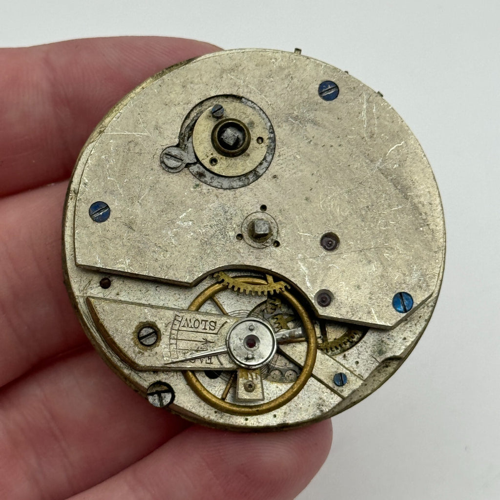 Antique Key Wound Roman Numerals Pocket Watch Movement Dial Parts Repair 47.5mm