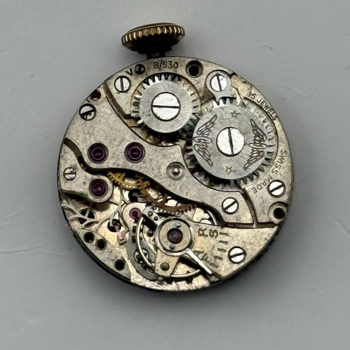 Peseux 150 Watch Movement 15 Jewels Swiss Manual Wind Parts Repair 17.4mm