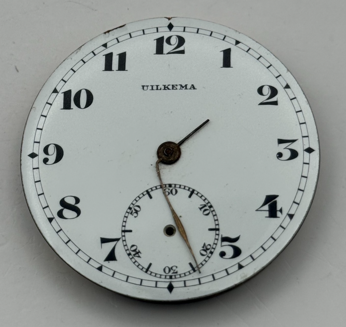 Uilkema Pocket Watch Movement Open Face Sub Seconds Vintage Parts Repair 38.9mm