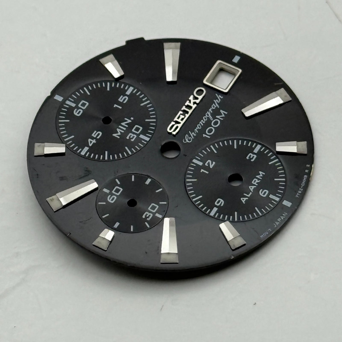 Seiko 7T62-0NM8 Watch Dial Chronograph 100M Black Spare Parts Repair 27.9mm