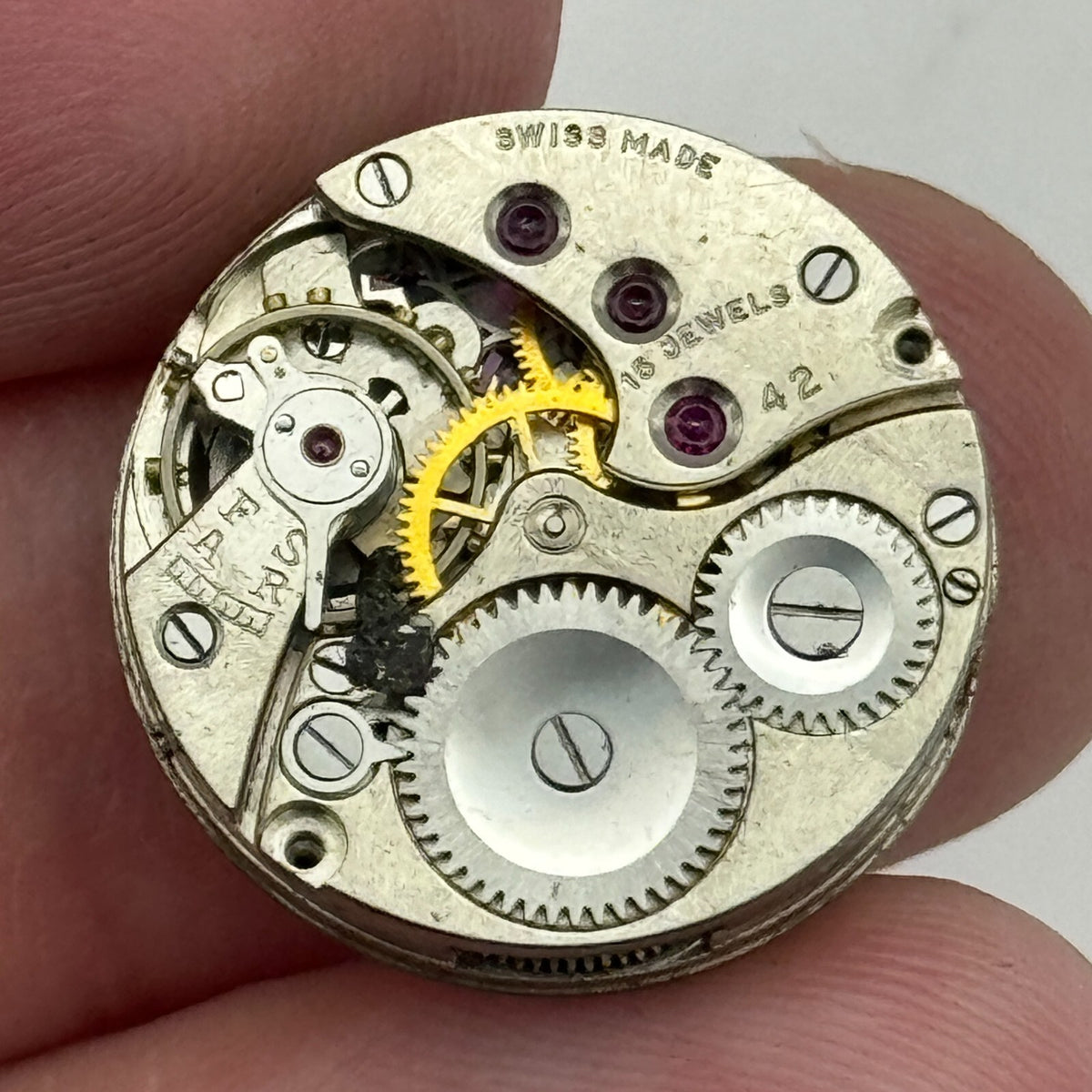 Revue Watch Movement Limit 42 Swiss Military Style Manual Wind Parts 19.7mm 
