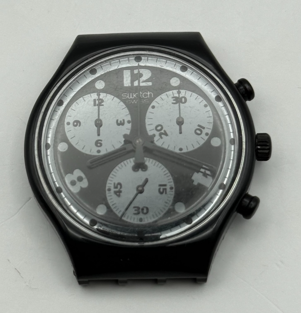 Vintage Swatch Chrono Watch SCB110 Moon Shadow 1992 ETA Quartz Swiss 39mm Parts 