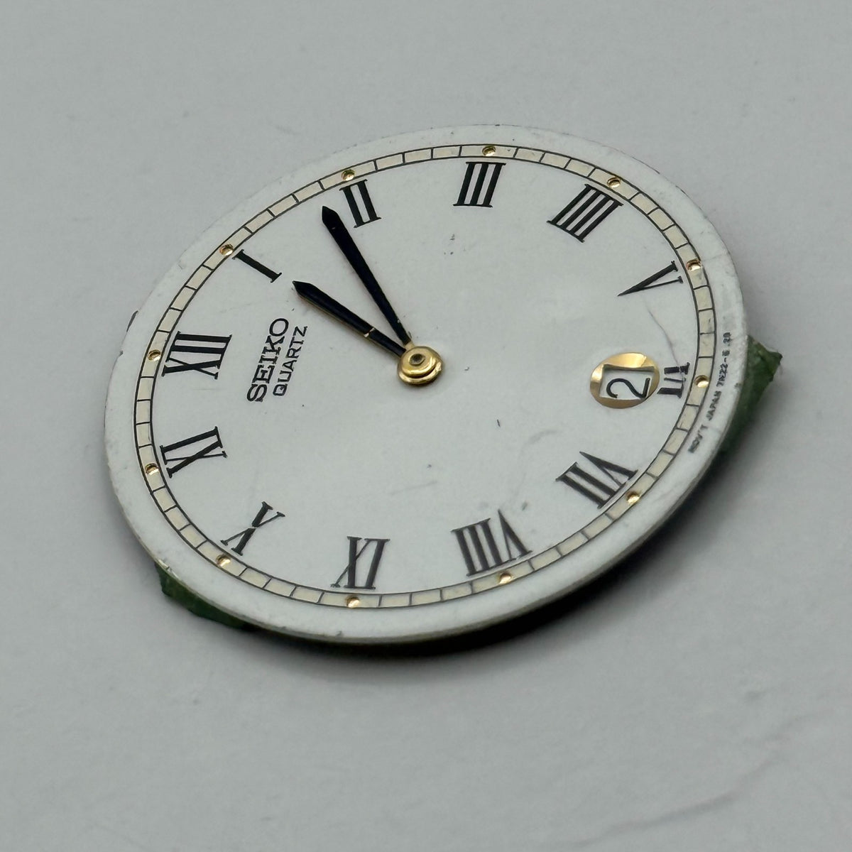 Seiko 7N22-6 Watch Dial Quartz White Japan Vintage Spare Parts Repair 27.5mm