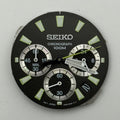 Seiko 6T55-0008 Watch Dial Chronograph 100M Black Spare Parts Repair 30.4mm