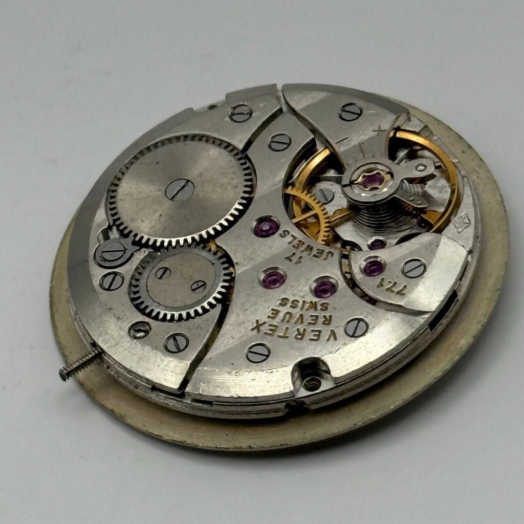 Vertex Revue 77.1 Watch Movement - 17 Jewels - For Parts / Repair - 29mm