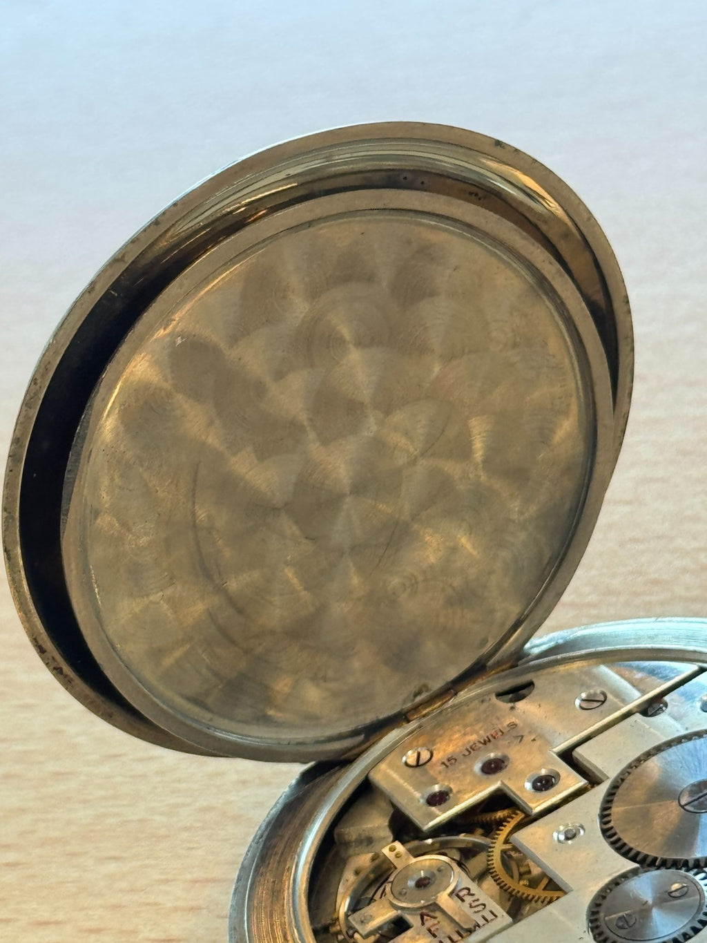 Very Interesting Unusual Movement Pocket Watch - Running - Open Face Swiss 15j