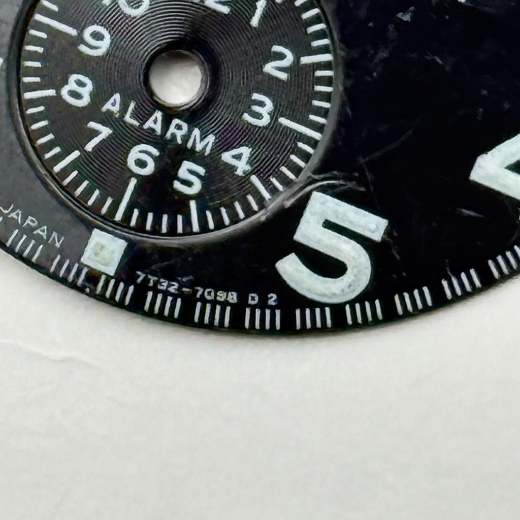 Seiko 7T32 7098 Watch Dial Chronograph 100M Black Spare Parts Repair 27.4mm