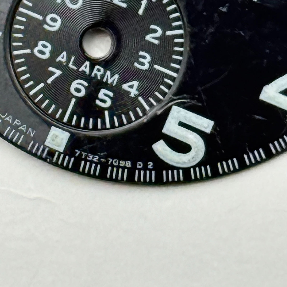 Seiko 7T32 7098 Watch Dial Chronograph 100M Black Spare Parts Repair 27.4mm