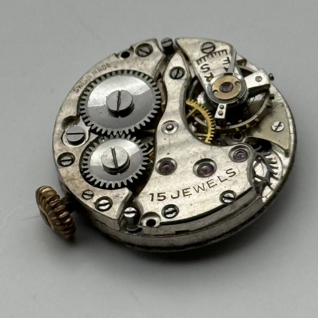 Unidentified Watch Movement 15 Jewels Swiss Manual Wind Parts Repair 19.7mm