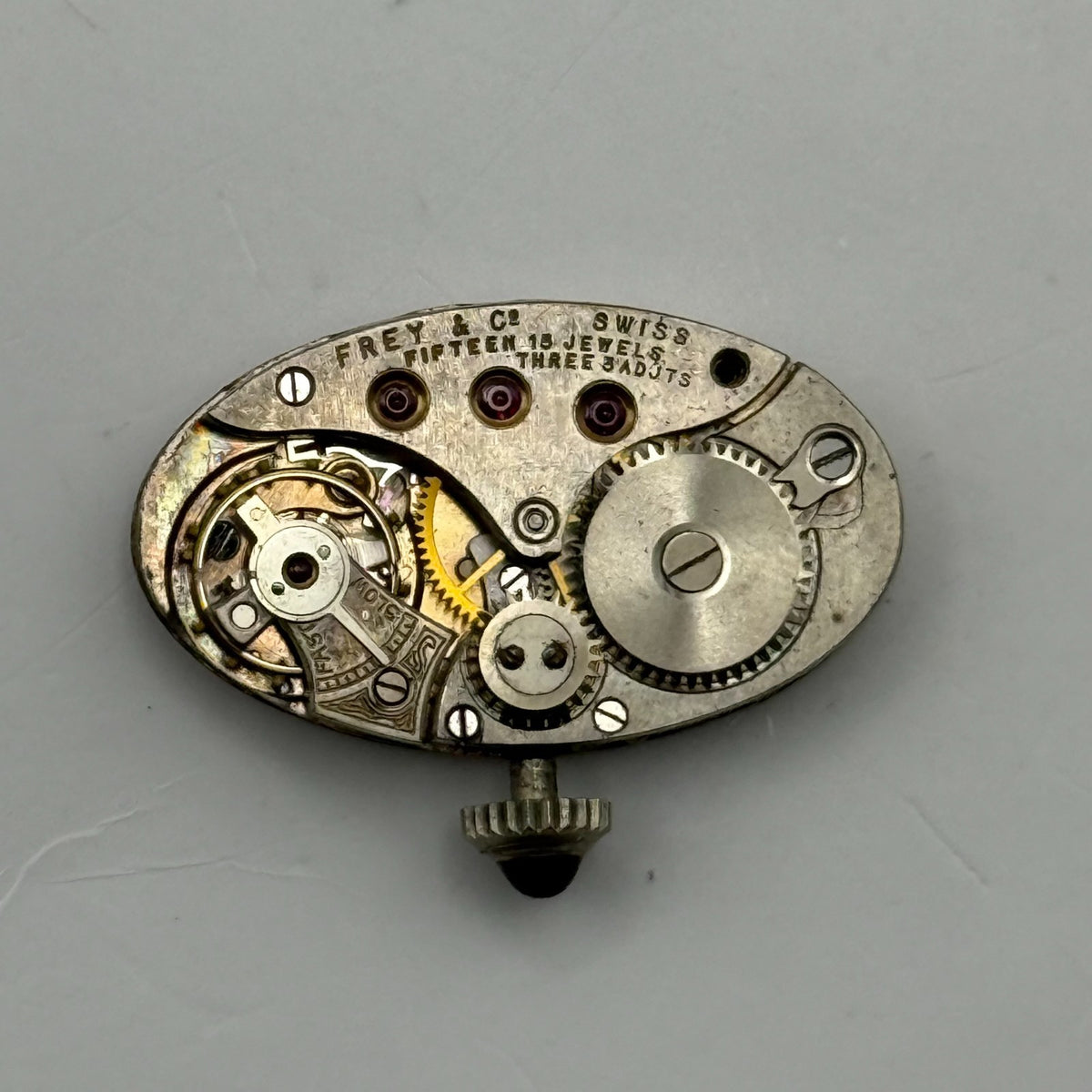 Frey & Co Watch Movement Running Grenad 15J Swiss Manual Wind Parts 14.7mm