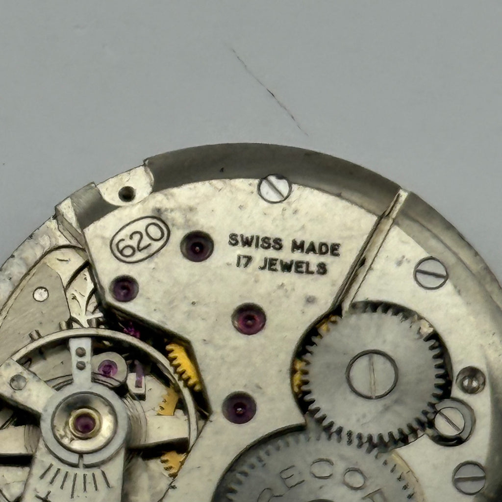 Record 620 Watch Movement - Running - For Parts / Repair - 26.5mm