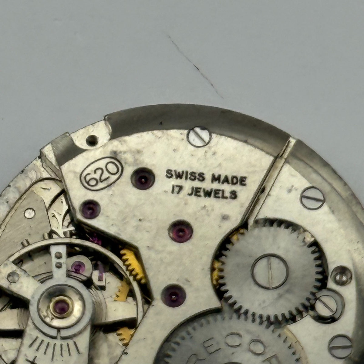 Record 620 Watch Movement - Running - For Parts / Repair - 26.5mm