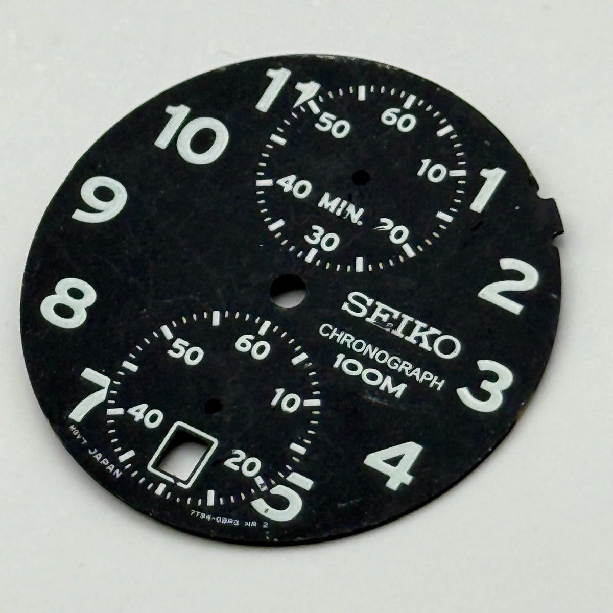 Seiko 7T94-0BR0 Watch Chronograph 100M Black Dial Spare Parts Repair 27.4mm