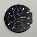 Seiko 7T92-0NS8 Watch Dial Chronograph 100M Black Spare Parts Repair 29.9mm