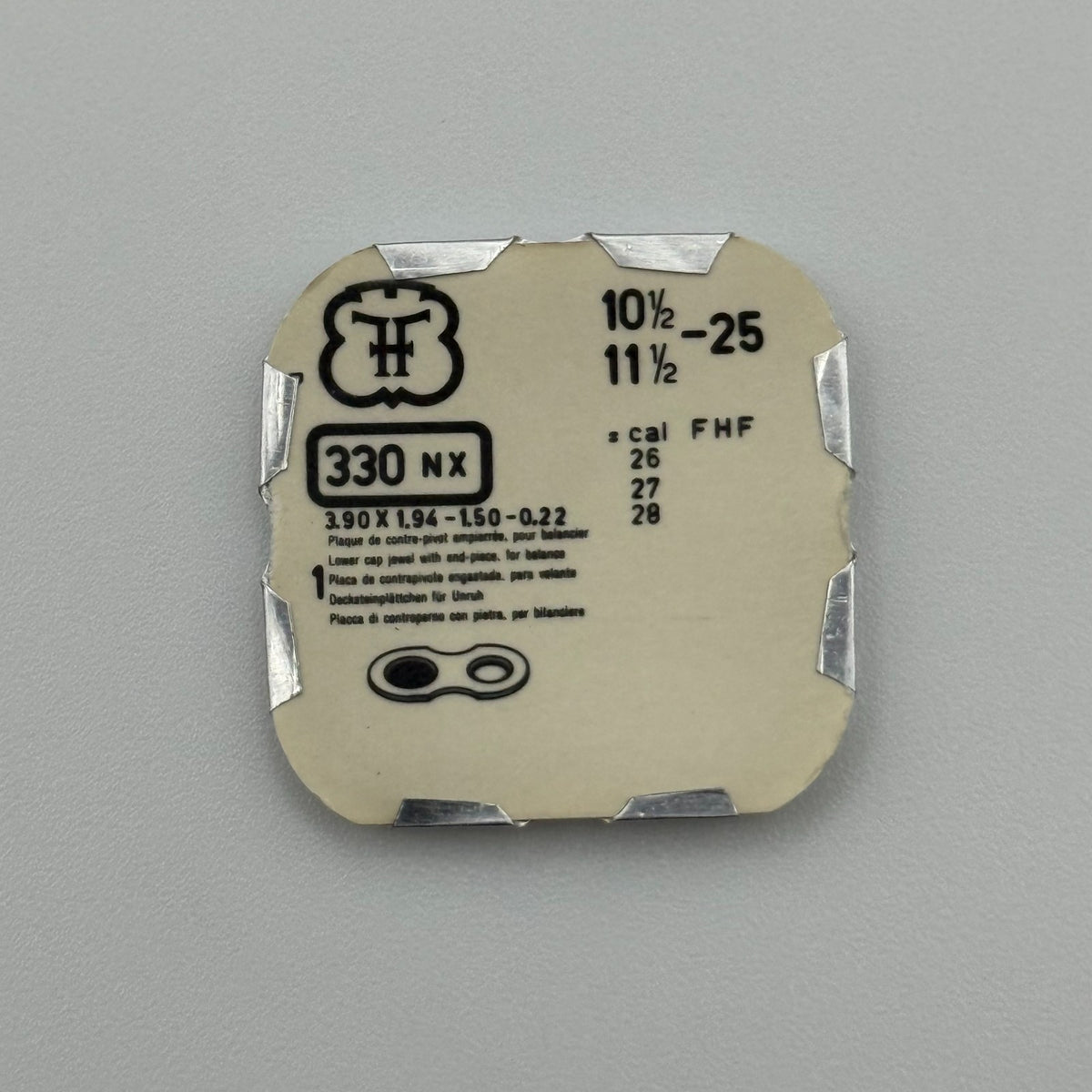 FHF 25 Lower Cap Jewel - 10 1/2-11 1/2 - 330 NX - New Old Stock - Watch Parts