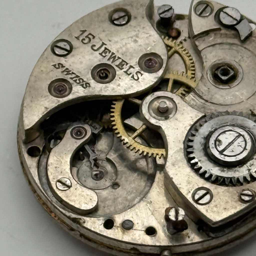 Red 12 Watch Movement - 15 Jewels - For Parts / Repair - 23.3mm