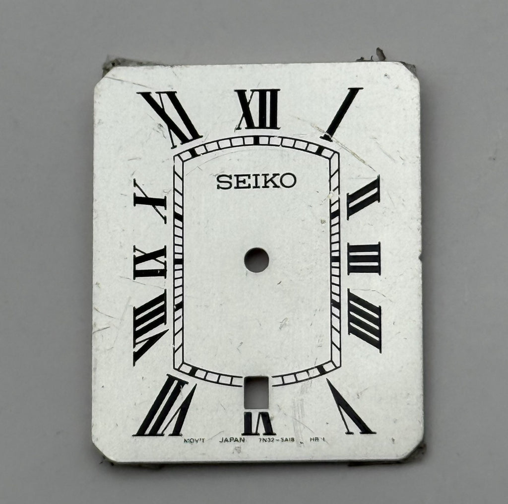 Seiko 7N02-5A18 Watch Dial Rectangular White Japan Spare Parts Repair 22.7mm