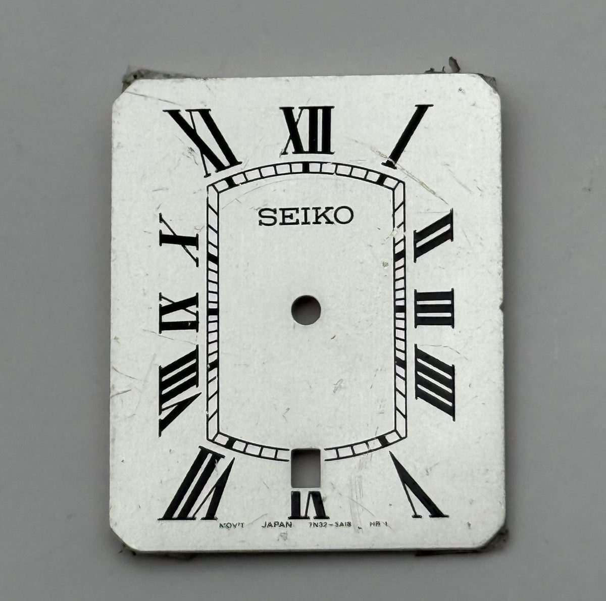 Seiko 7N02-5A18 Watch Dial Rectangular White Japan Spare Parts Repair 22.7mm