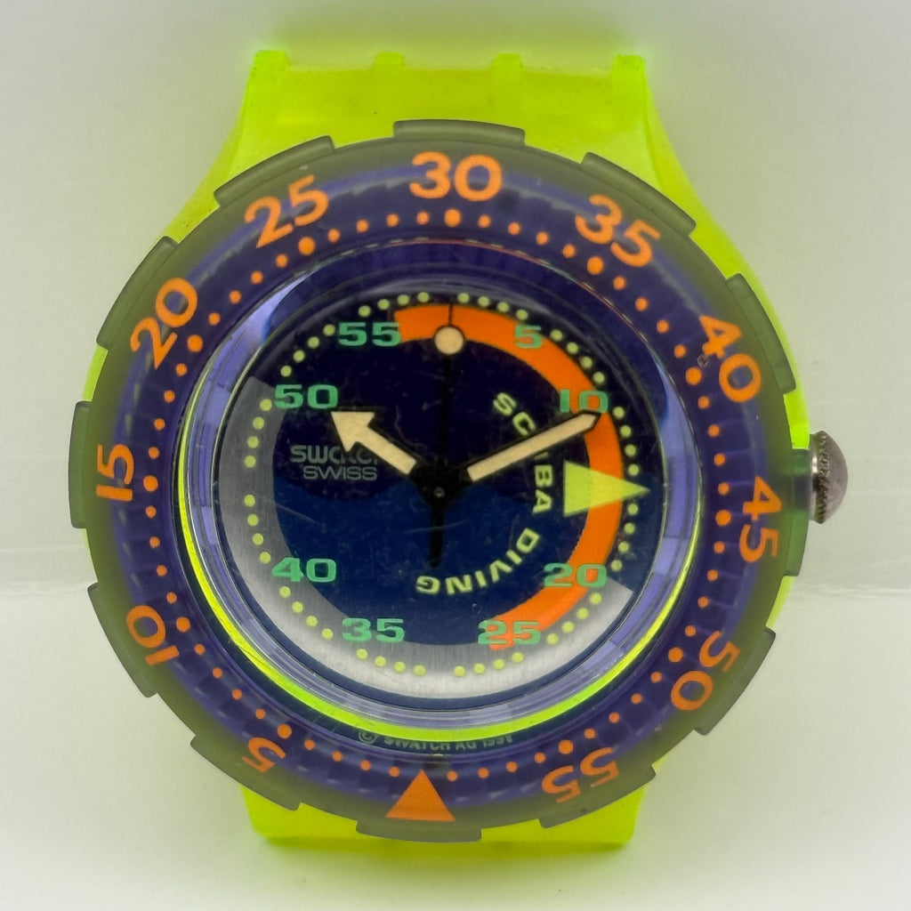 Vintage Swatch Scuba 200 Watch SDJ100 Coming Tide 1992 ETA Quartz 40mm Parts 