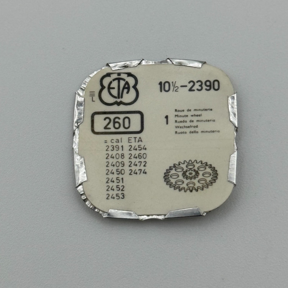 ETA 2390 Minute Wheel - 10 1/2 - 260 - New Old Stock - Watch Parts
