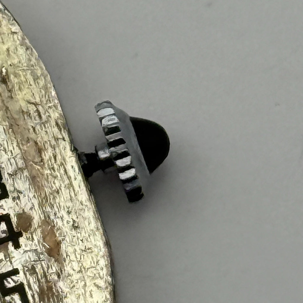 Benrus Watch Movement 6 Jewels 2 ADJ Black Cabochon Crown Parts Repair 24.6mm