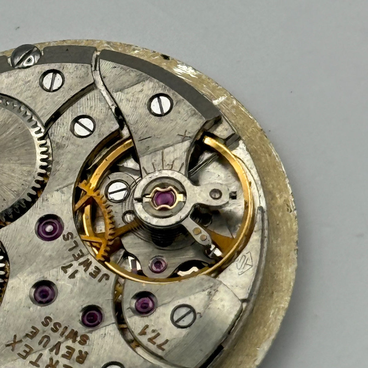 Vertex Revue 77.1 Watch Movement 17 Jewels Swiss Running Manual Wind Parts 26mm