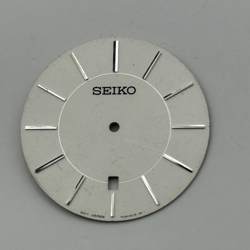 Seiko 7N39-0CY8 Watch Dial White Japan Vintage Spare Parts Repair 30.4mm