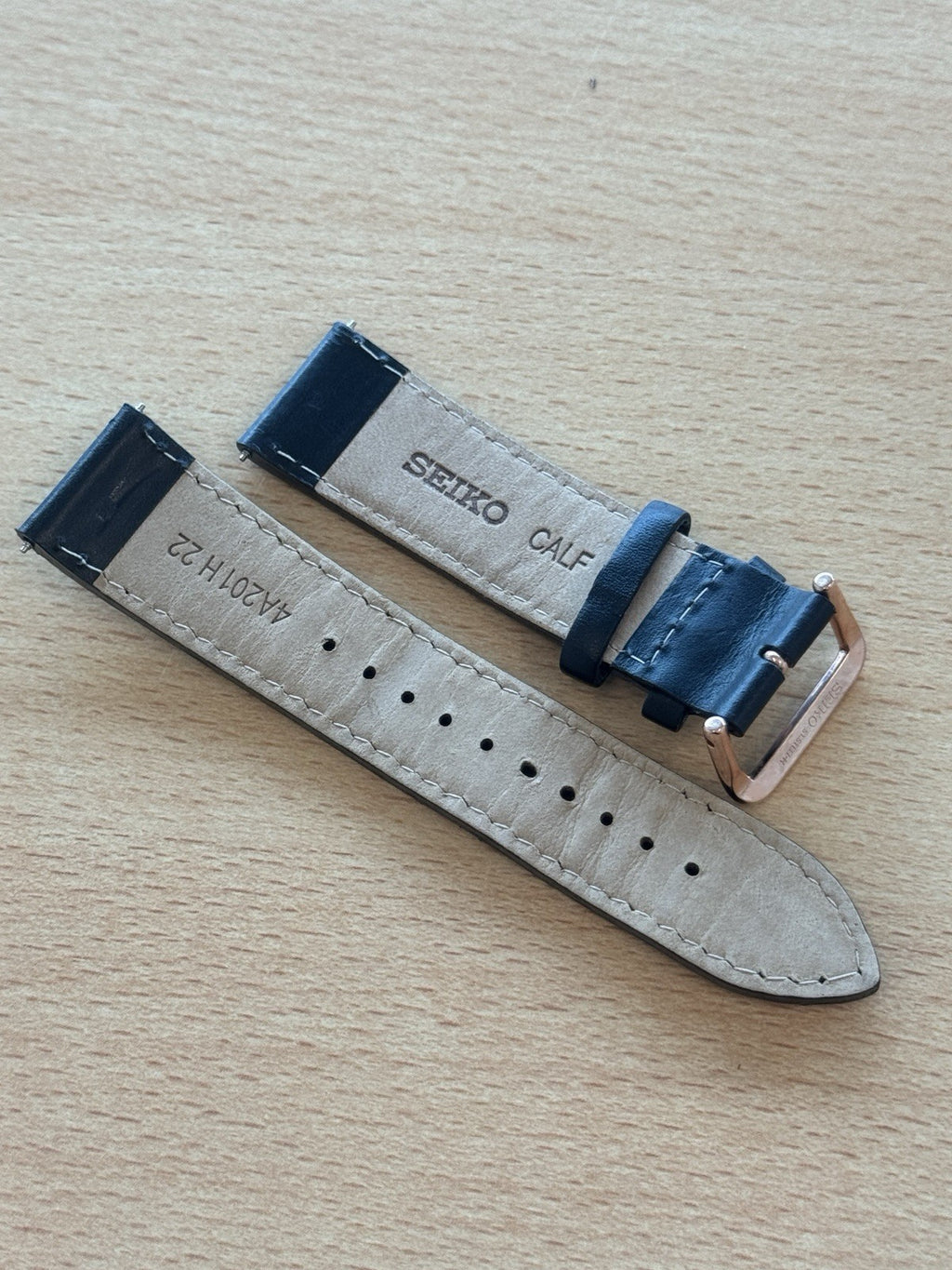 Seiko 4A201 H 22 Watch Strap - 22mm - Black - Rose Gold Buckle - 7T92-0JS0