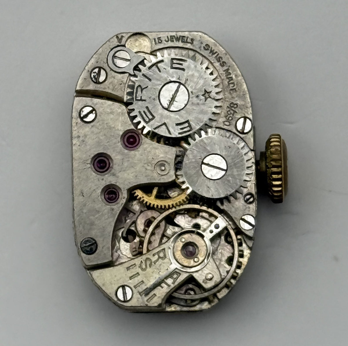 Peseux 120 Watch Movement Running Everite 15J Swiss Manual Wind Parts 12.8mm
