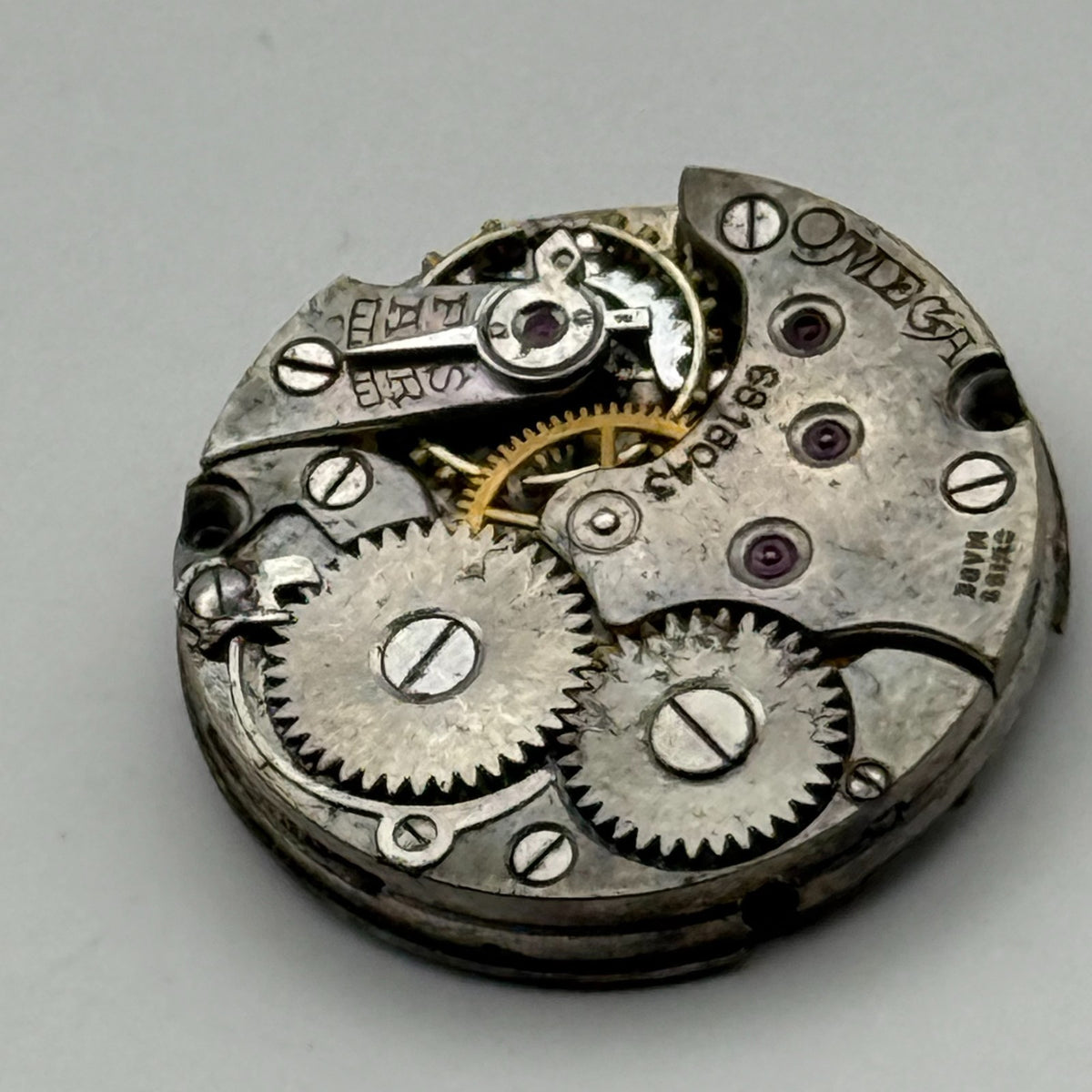 Omega 19.4S Watch Movement - Rare Calibre For Restoration Or Parts Use 19.7mm
