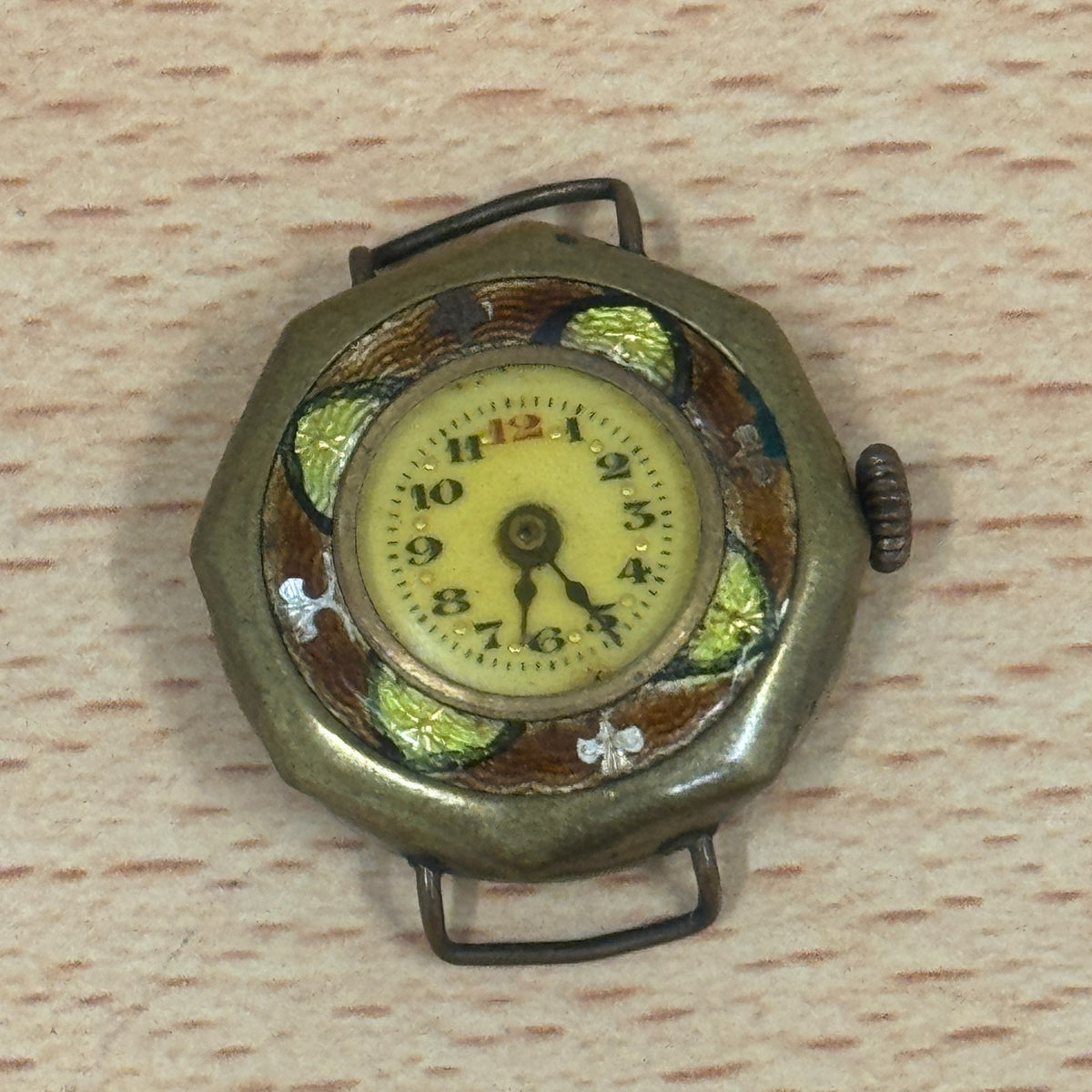 Enamel Bezel Trench Style Watch - Antique ? - Unusual Swiss - Spares/Repairs