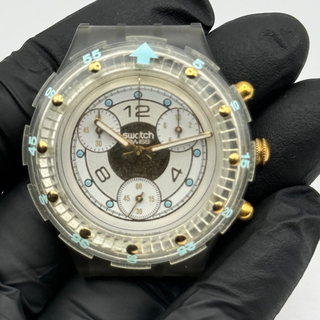 Vintage Swatch Aqua Chrono Watch SEM100 Golden Rivet 1995 ETA Quartz 40mm Parts