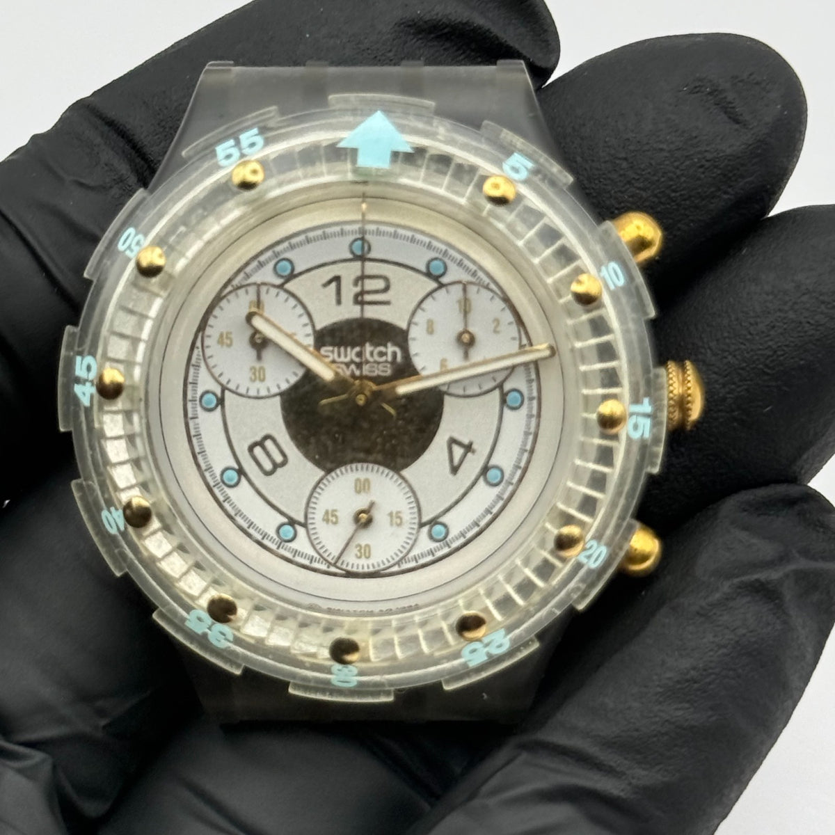 Vintage Swatch Aqua Chrono Watch SEM100 Golden Rivet 1995 ETA Quartz 40mm Parts