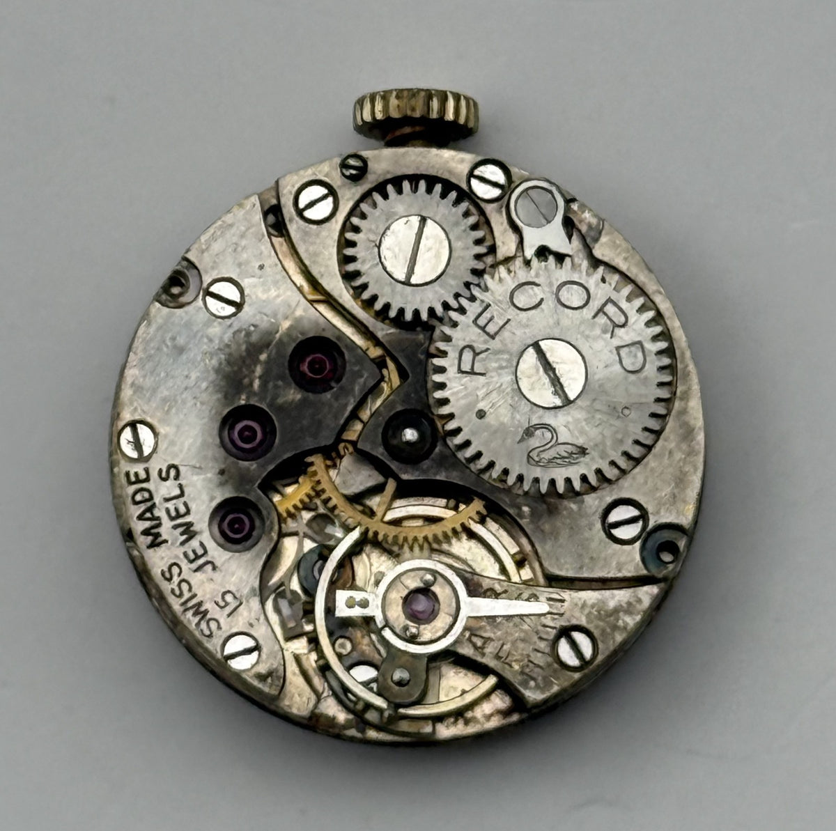 Record Watch Movement 15 Jewels Swiss Vintage Manual Wind Parts Repair 19.6mm