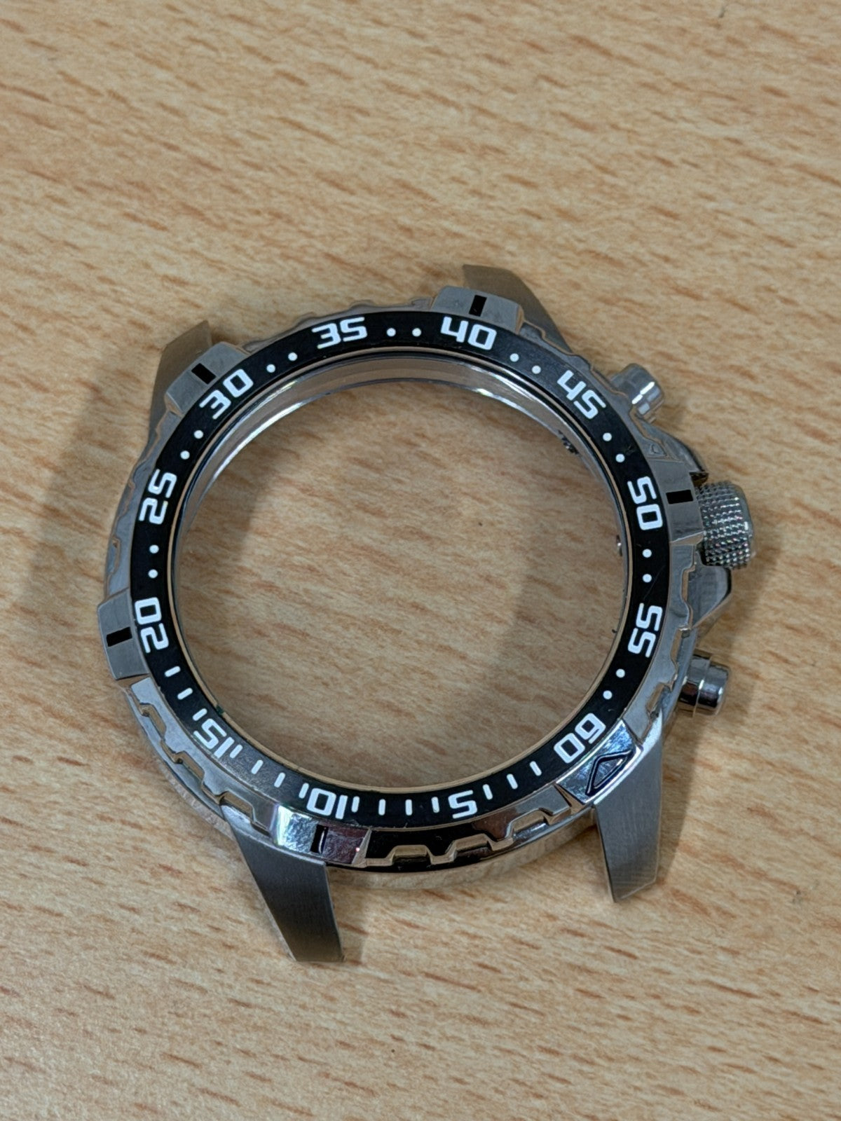 Seiko Chronograph Watch Case - Black Bezel - New Old Stock - 49mm